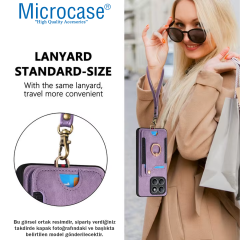 Microcase Honor 200 ile Uyumlu Askılıklı Kartlıklı Standlı Deri Kaplama Kılıf-AL5134