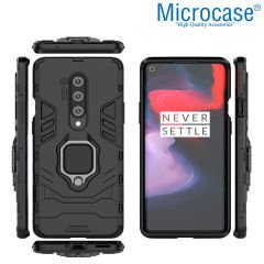 Microcase Oneplus 8 Pro Batman Serisi Yüzük Standlı Armor Kılıf - Siyah