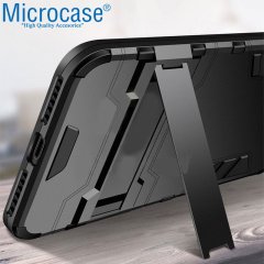 Microcase Xiaomi Redmi 8 Alfa Serisi Armor Standlı Perfect Koruma Kılıf - Siyah