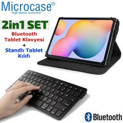 Microcase Samsung Galaxy Tab A 8 T290 T295 Delüx Universal Standlı Kılıf + Bluetooth Kablosuz Tablet Klavyesi