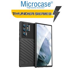Microcase Samsung Galaxy S22 Ultra 5G Thunder Serisi Darbeye Dayanıklı Silikon Kılıf - Siyah