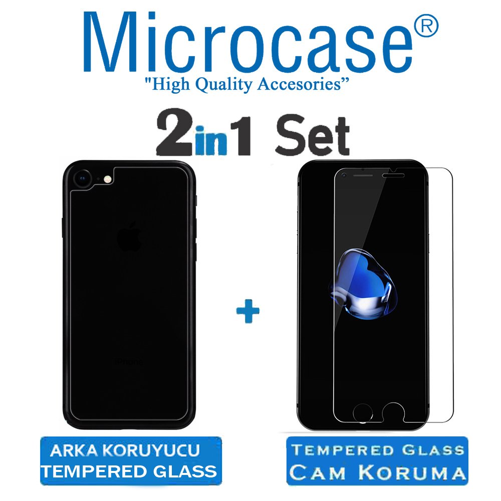 Microcase iPhone 8 Ön Arka Set Tempered Glass Cam Ekran Koruma