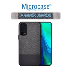 Realme 7 Pro Fabrik Serisi Kumaş ve Deri Desen Kılıf - Siyah