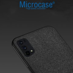 Realme 7 Pro Fabrik Serisi Kumaş ve Deri Desen Kılıf - Siyah