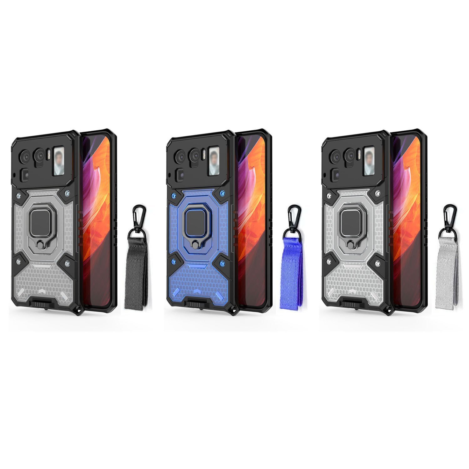 Microcase Xiaomi 11 Ultra Capsule Serisi Kayış Askılı Yüzük Standlı Armor Kılıf - AL8119