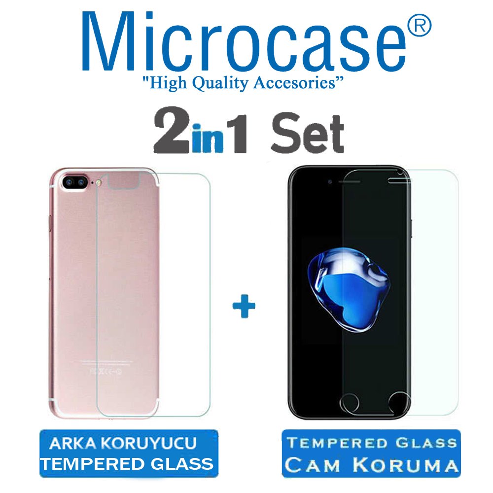 Microcase iPhone 7 Plus Ön Arka Set Tempered Glass Ekran Koruyucu