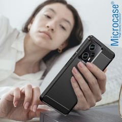 Microcase Xiaomi Poco F5 / Redmi Note 12 Turbo Brushed Carbon Fiber Silikon Kılıf - Siyah AL3332