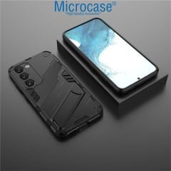 Microcase Samsung Galaxy S23 Matrix Serisi Armor Standlı Perfect Koruma Kılıf -Siyah AL3416