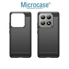 Microcase Xiaomi Mi 15 Pro ile Uyumlu Brushed Carbon Fiber Silikon Kılıf - Siyah AL3332