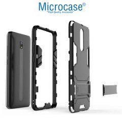 Microcase Xiaomi Redmi 8A Alfa Serisi Armor Standlı Perfect Koruma Kılıf - Siyah