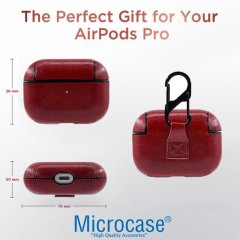 Microcase Airpods Pro Kulaklık ve Şarj Ünitesi için Deri Kılıf - Bordo