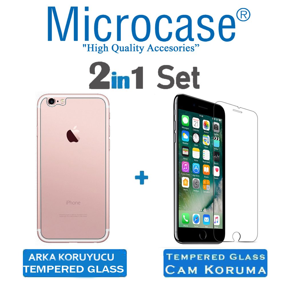 Microcase iPhone 7 Ön Arka Set Tempered Glass Cam Ekran Koruma