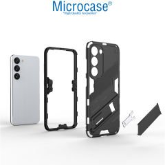 Microcase Samsung Galaxy S23 Plus Matrix Serisi Armor Standlı Perfect Koruma Kılıf -Siyah AL3416