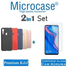 Microcase Huawei Y9 Prime 2019 Premium Matte Silikon Kılıf + Tempered Glass Cam Koruma (SEÇ)