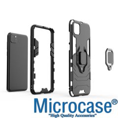 Microcase Huawei Y5P Batman Serisi Yüzük Standlı Armor Kılıf - Siyah