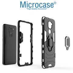 Microcase Huawei Y5P Batman Serisi Yüzük Standlı Armor Kılıf - Siyah