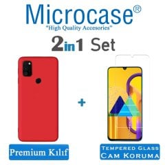 Microcase Samsung Galaxy M30S Premium Matte Silikon Kılıf + Tempered Glass Cam Koruma