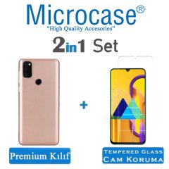 Microcase Samsung Galaxy M30S Premium Matte Silikon Kılıf + Tempered Glass Cam Koruma