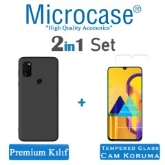 Microcase Samsung Galaxy M30S Premium Matte Silikon Kılıf + Tempered Glass Cam Koruma