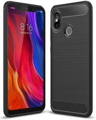 Microcase Xiaomi Mi 8 SE Brushed Carbon Fiber Silikon Kılıf - Siyah AL3332