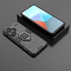 Microcase xiaomi redmi note 13 pro plus global Batman Serisi Yüzük Standlı Armor Kılıf - Siyah AL3349