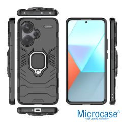 Microcase xiaomi redmi note 13 pro plus global Batman Serisi Yüzük Standlı Armor Kılıf - Siyah AL3349