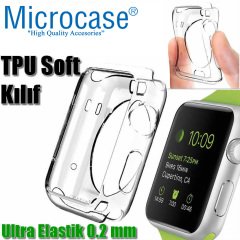 Microcase Apple Watch 38 mm Seri 1 2 3 Silikon Kılıf ŞEFFAF +Nano