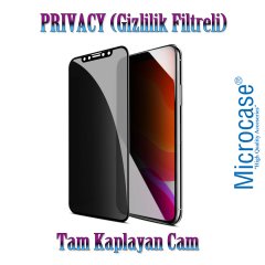 Microcase iPhone 11 Privacy Gizlilik Filtreli Tam Kaplayan Tempered Cam - Siyah