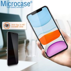 Microcase iPhone 11 Privacy Gizlilik Filtreli Tam Kaplayan Tempered Cam - Siyah