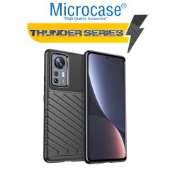 Microcase Xiaomi Mi 12 Thunder Serisi Darbeye Dayanıklı Silikon Kılıf - Siyah