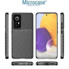 Microcase Xiaomi Mi 12 Thunder Serisi Darbeye Dayanıklı Silikon Kılıf - Siyah