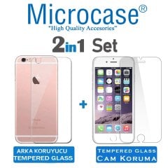 Microcase iPhone 6 Plus - 6S Plus Ön Arka Set Tempered Glass Cam