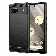 Microcase Google Pixel 7a Brushed Carbon Fiber Silikon Kılıf - Siyah AL3332