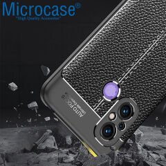 Microcase Xiaomi Poco C55 / Redmi 12C Leather Serisi Deri Efekt Silikon Kılıf - Siyah AL3337