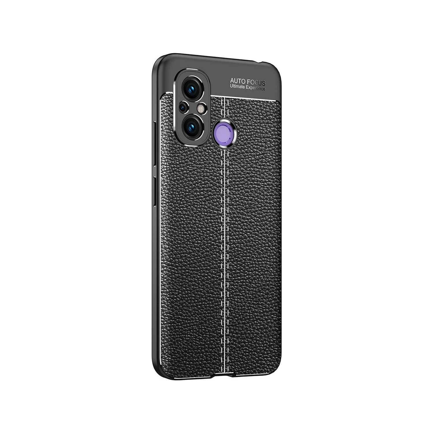 Microcase Xiaomi Poco C55 / Redmi 12C Leather Serisi Deri Efekt Silikon Kılıf - Siyah AL3337