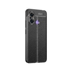 Microcase Xiaomi Poco C55 / Redmi 12C Leather Serisi Deri Efekt Silikon Kılıf - Siyah AL3337