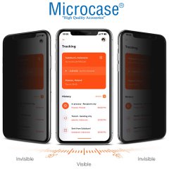 Microcase iPhone 11 Pro Max Privacy Gizlilik Filtreli Tam Kaplayan Tempered Cam - Siyah