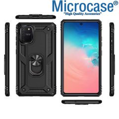 Microcase Samsung S10 Lite Anka Serisi Yüzük Standlı Armor Kılıf- Siyah