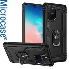 Microcase Samsung S10 Lite Anka Serisi Yüzük Standlı Armor Kılıf- Siyah