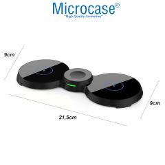 Microcase Samsung Iphone 15W 3ın1 Hızlı Şarj Özellikli Manyetik Kablosuz Şarj Cihazı AL4424