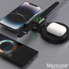 Microcase Samsung Iphone 15W 3ın1 Hızlı Şarj Özellikli Manyetik Kablosuz Şarj Cihazı AL4424