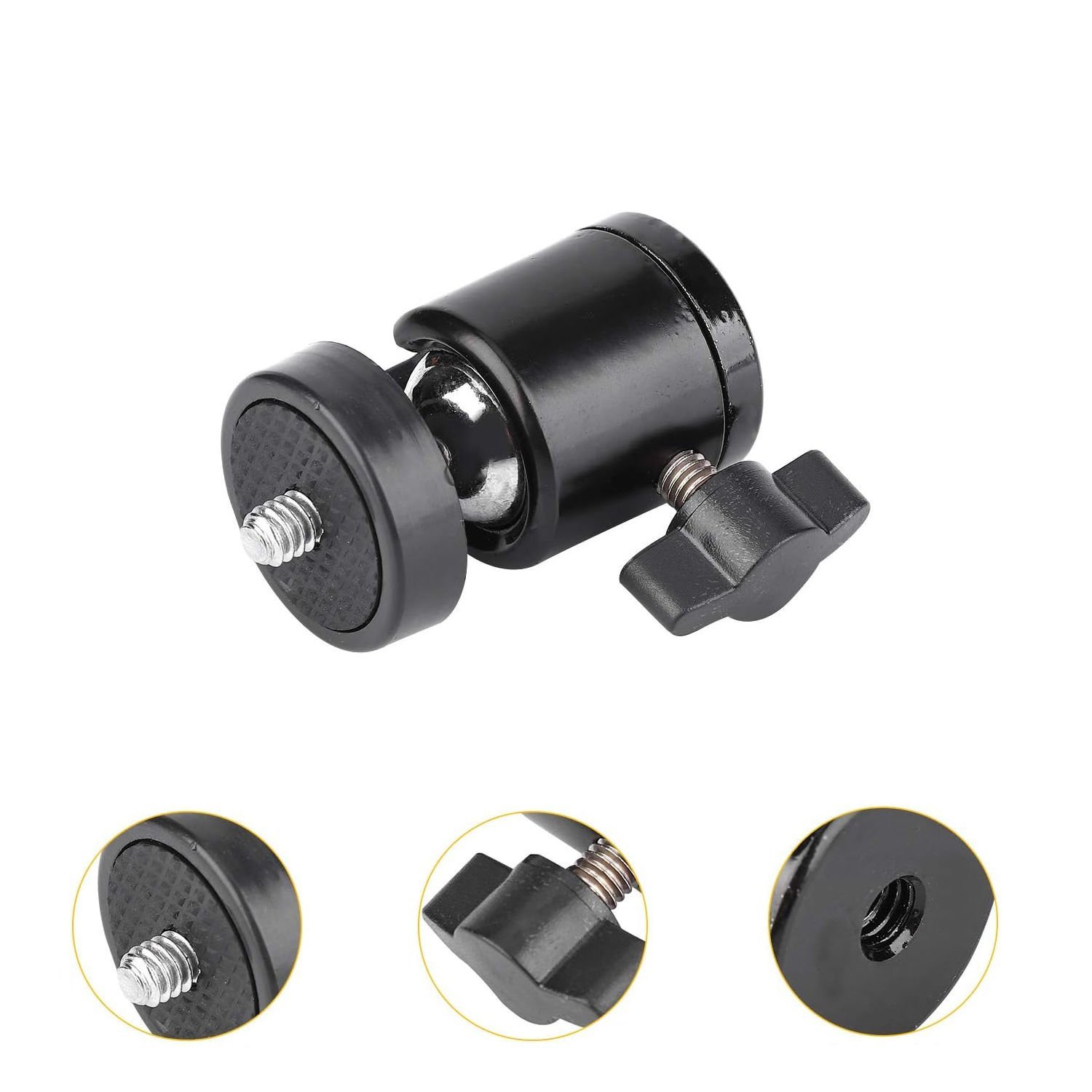 Microcase 360 Derece Ayarlanabilir Metal  3/8 Tripod Monopod Işık Standı Başlığı AL4622