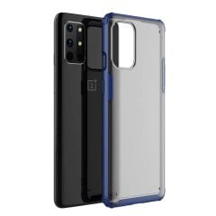 Microcase OnePlus 8T Luna Serisi Köşe Korumalı Sert Rubber Kılıf - Mavi
