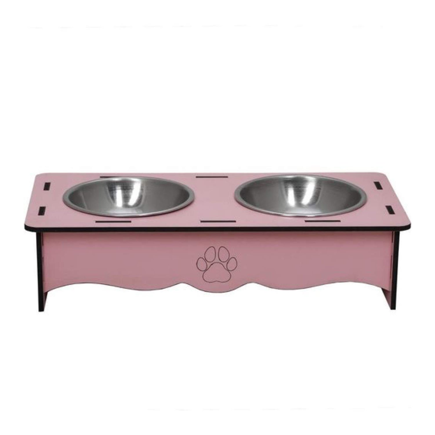 Microcase 2'li 13cm 200ml Kedi Köpek Çelik Mama ve Su Kabı Standlı - AL3598