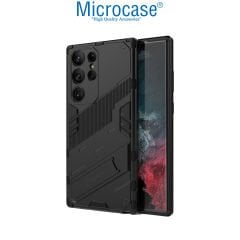 Microcase Samsung Galaxy S23 Ultra Matrix Serisi Armor Standlı Perfect Koruma Kılıf -Siyah AL3416