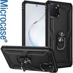 Microcase Samsung Note 10 Lite Anka Serisi Yüzük Standlı Armor Kılıf- Siyah