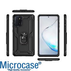 Microcase Samsung Note 10 Lite Anka Serisi Yüzük Standlı Armor Kılıf- Siyah