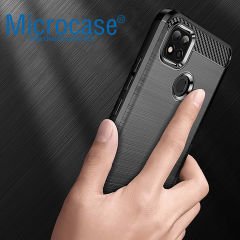 Microcase Xiaomi Redmi 10A Brushed Carbon Fiber Silikon Kılıf - Siyah AL3332