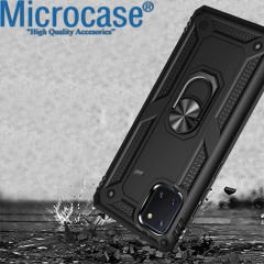 Microcase Samsung Note 10 Lite Anka Serisi Yüzük Standlı Armor Kılıf- Siyah