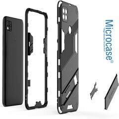 Microcase Xiaomi Redmi 10A / Redmi 9c Matrix Serisi Armor Standlı Perfect Koruma Kılıf - Siyah Al3416